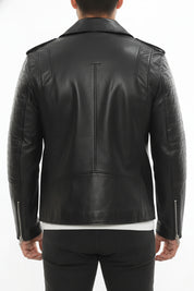 model-back-details - Men's Moto Leather Jacket, Biker Jacket, Motorcycle Jacket, Leather Moto Jacket