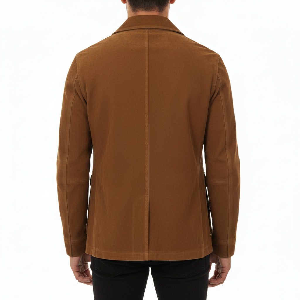 model-back-details - Men's Safari Jacket, Field Jacket for Men, Suede Field Jacket, Men's Outdoor Jacket