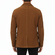 model-back-details - Men's Safari Jacket, Field Jacket for Men, Suede Field Jacket, Men's Outdoor Jacket