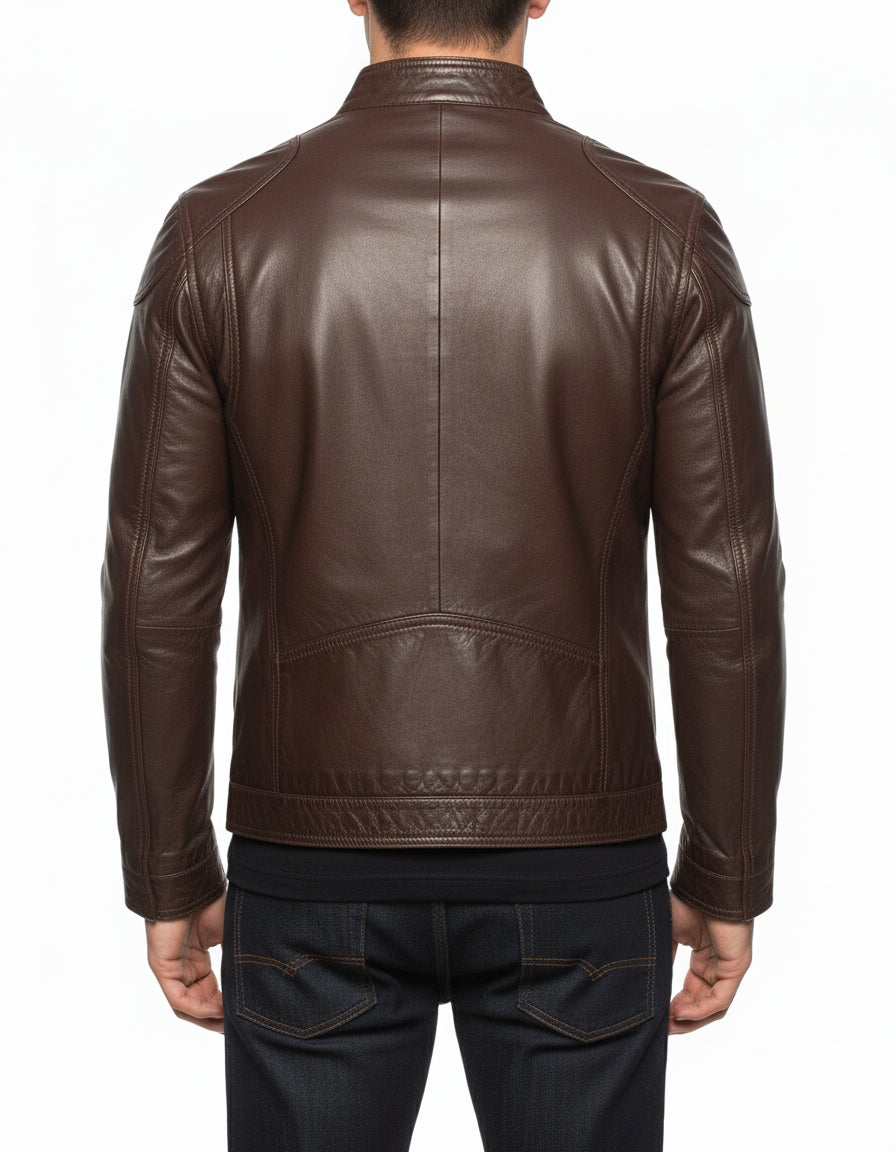 Men's Handmade Slim Fit Brown Leather Jacket – Rebels Market