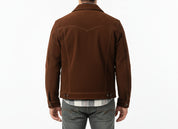 model-back-details - Men's Trucker Jacket, Brown Suede Jacket, Casual Suede Jacket, Men's Casual Jacket