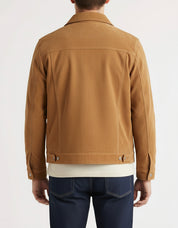 model-back-details - Men's Trucker Suede Jacket, Suede Truck Jacket, Men's Casual Suede Jacket
