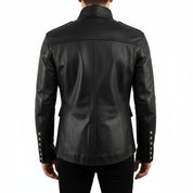 model-back-details - Punk Men Real Leather Jacket, Steam Jacket Coat Leather Coat Jacket