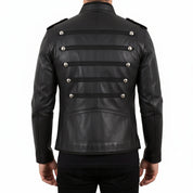 model-back-details - Unisex Streetwear Leather Jacket in Genuine Lamb Skin