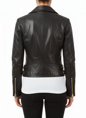 model-back-details - Women Black Leather Jacket, Leather Jackets For , Fashion Jacket