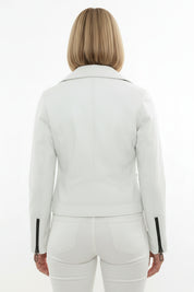 model-back-details - Women's Biker Leather Jacket, Moto Style Jacket, Leather Motorcycle Jacket, Women's Moto Jacket