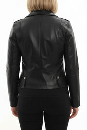 model-back-details - Women's Moto Leather Jacket, Biker Jacket, Leather Motorcycle Jacket, Women's Leather Moto Jacket