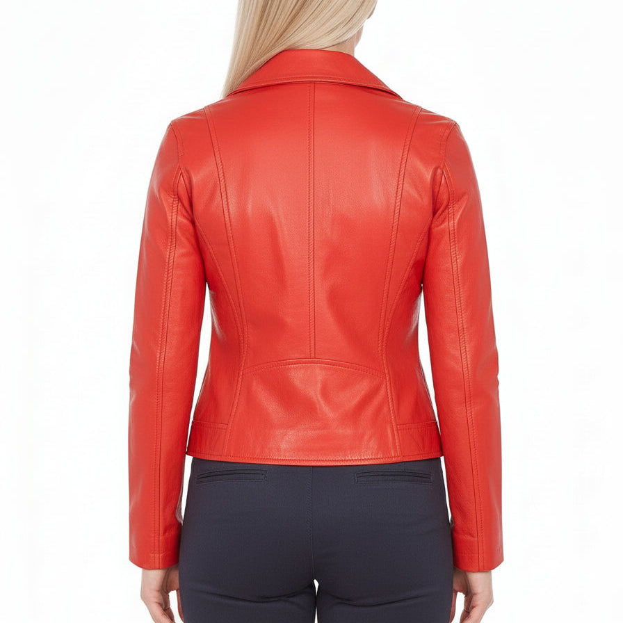 model-back-details - Women's Moto Leather Jacket, Women's Motorcycle Jacket, Leather Biker Jacket, Women's Leather Moto Jacket