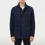 model-front-closed - Men's Field Jacket, Suede Field Jacket, Utility Jacket, Men's Casual Jacket