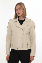 model-front-closed - Women's Moto Leather Jacket, Women's Motorcycle Jacket, Women's Biker Jacket, Women's Leather Jacket