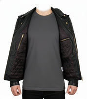 model-front-open - Black Biker Leather Jacket For Mens, Mens Fashion Leather Jacket