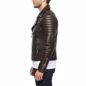 model-side-view - Mens Biker Leather Jacket, Men Fashion Black Motorcycle Jacket, Jackets