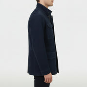 model-side-view - Men's Field Jacket, Suede Field Jacket, Utility Jacket, Men's Casual Jacket