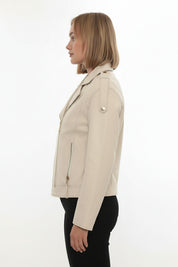 model-side-view - Women's Moto Leather Jacket, Women's Motorcycle Jacket, Women's Biker Jacket, Women's Leather Jacket