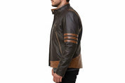 model-side-view - X Men Wolverine Leather Jacket, Xmen Wolverine Leather Jacket
