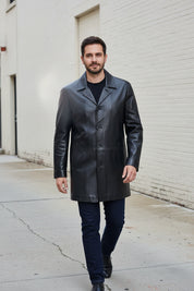 Men's Handmade Car Coat Leather Jacket