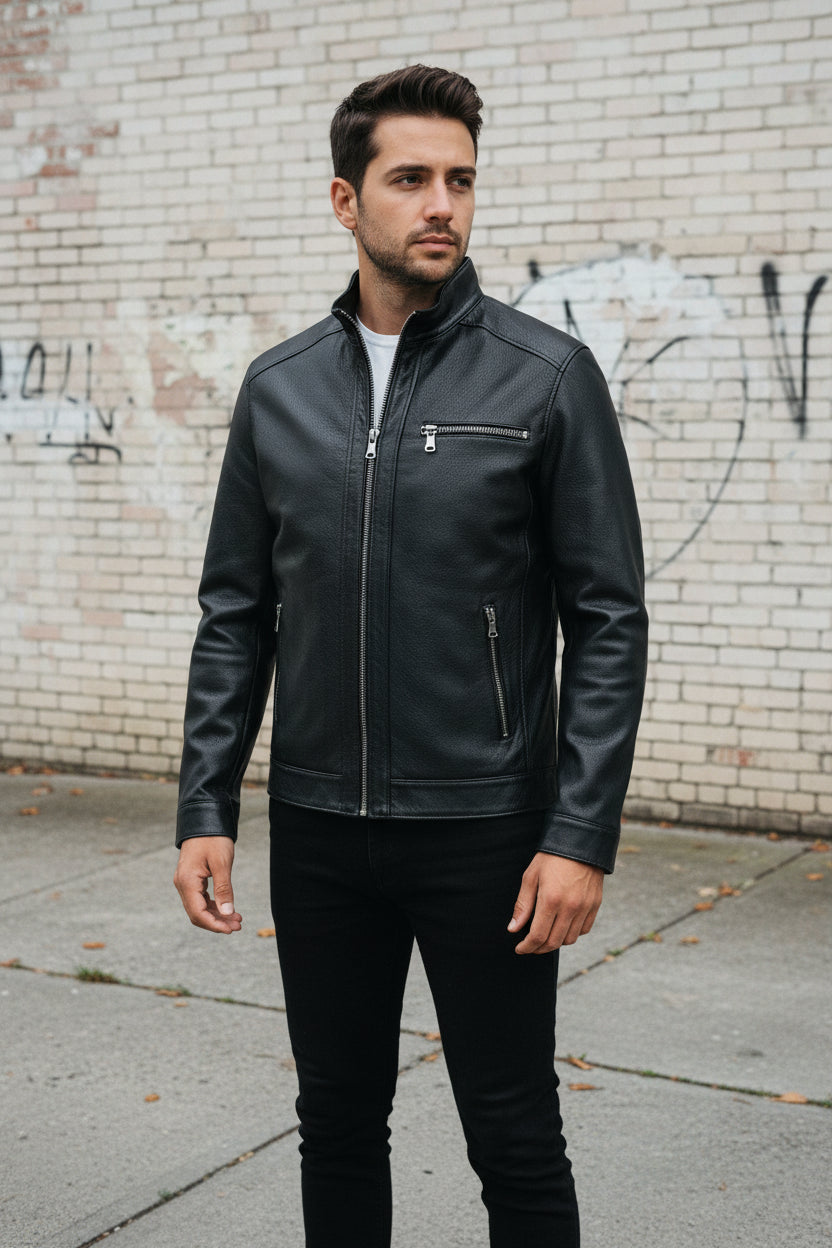 Men's Handmade Racer Leather Jacket