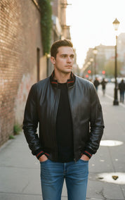 Men's Handmade Bomber Leather Jacket