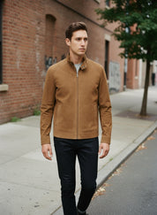 Men's Handmade Racer Suede Jacket
