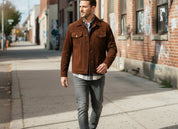 Men's Handmade Trucker Suede Jacket