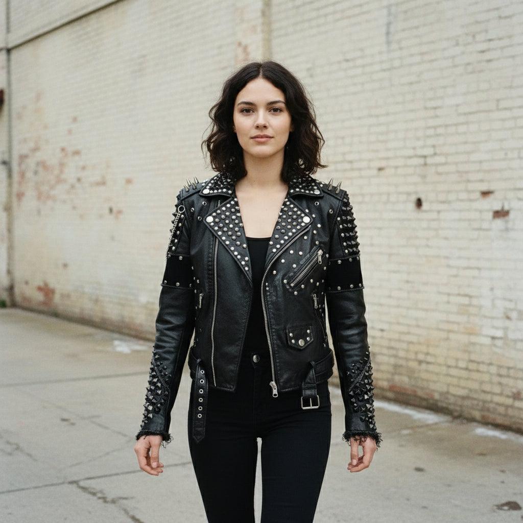 Women's Handmade Biker Leather Jacket