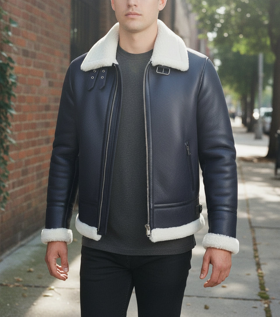 Men's Handmade Shearling Leather Jacket