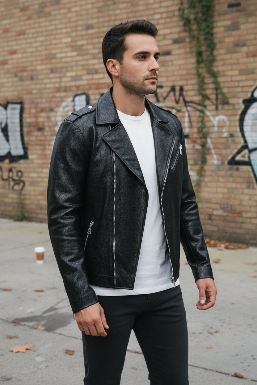 Men's Handmade Moto Leather Jacket