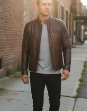 Men's Handmade Cafe Racer Leather Jacket