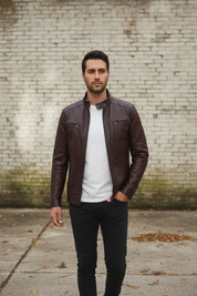 Men's Handmade Cafe Racer Leather Jacket