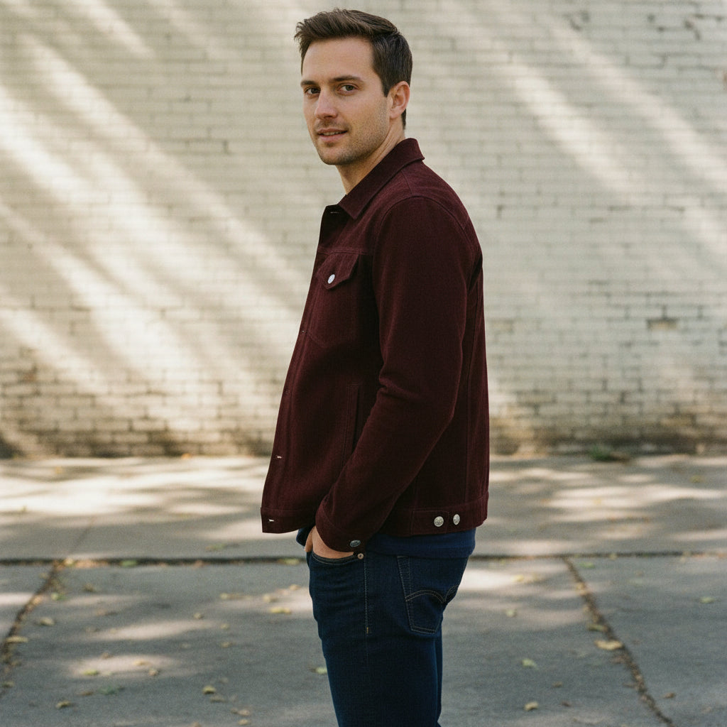 Men's Handmade Trucker Suede Jacket