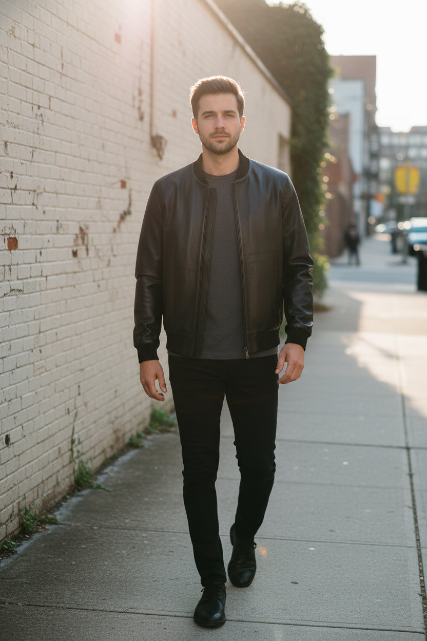 Men's Handmade Bomber Leather Jacket