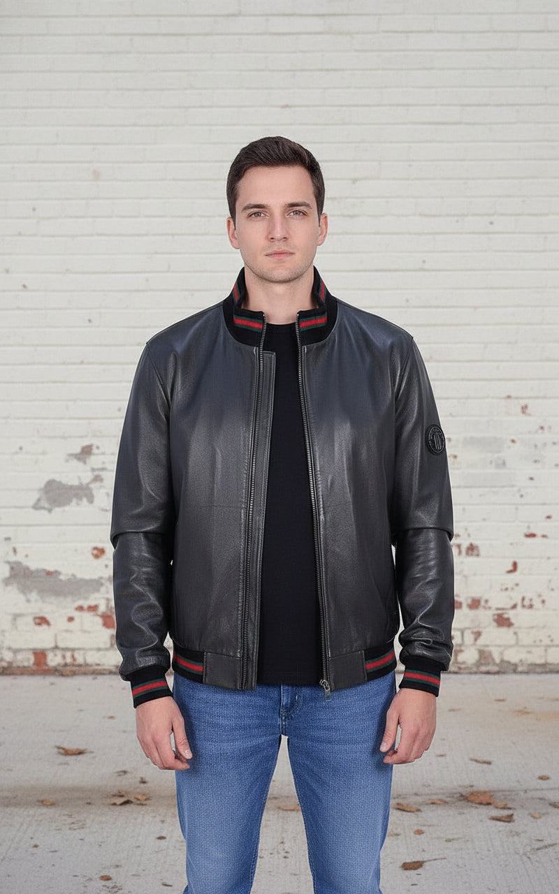 Men's Handmade Bomber Leather Jacket