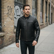 Men's Handmade Cafe Racer Leather Jacket