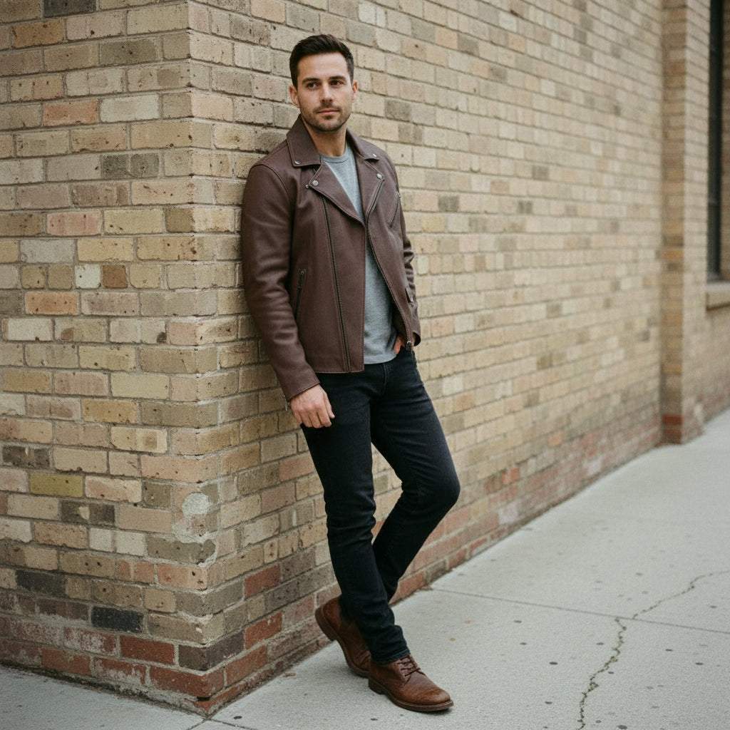 Men's Handmade Cafe Racer Leather Jacket