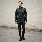 Handmade Artisan-made Black Lambskin Jacket for Men, Custom Tailored Steampunk Coat