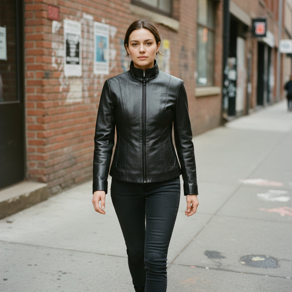 Gothic Women's Lambskin Leather Jacket, Black Soft Leather Women's Jacket