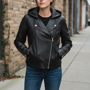Women's Handmade Asymmetrical Moto Leather Jacket