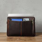 model-walking-street - Genuine Leather Shockproof Laptop Sleeve for 15-16" MacBook Pro/Air
