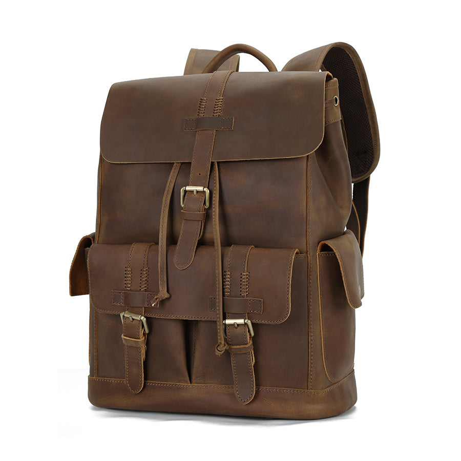 Multifunctional Travel Rucksack for Men- Vintage Leather Backpack