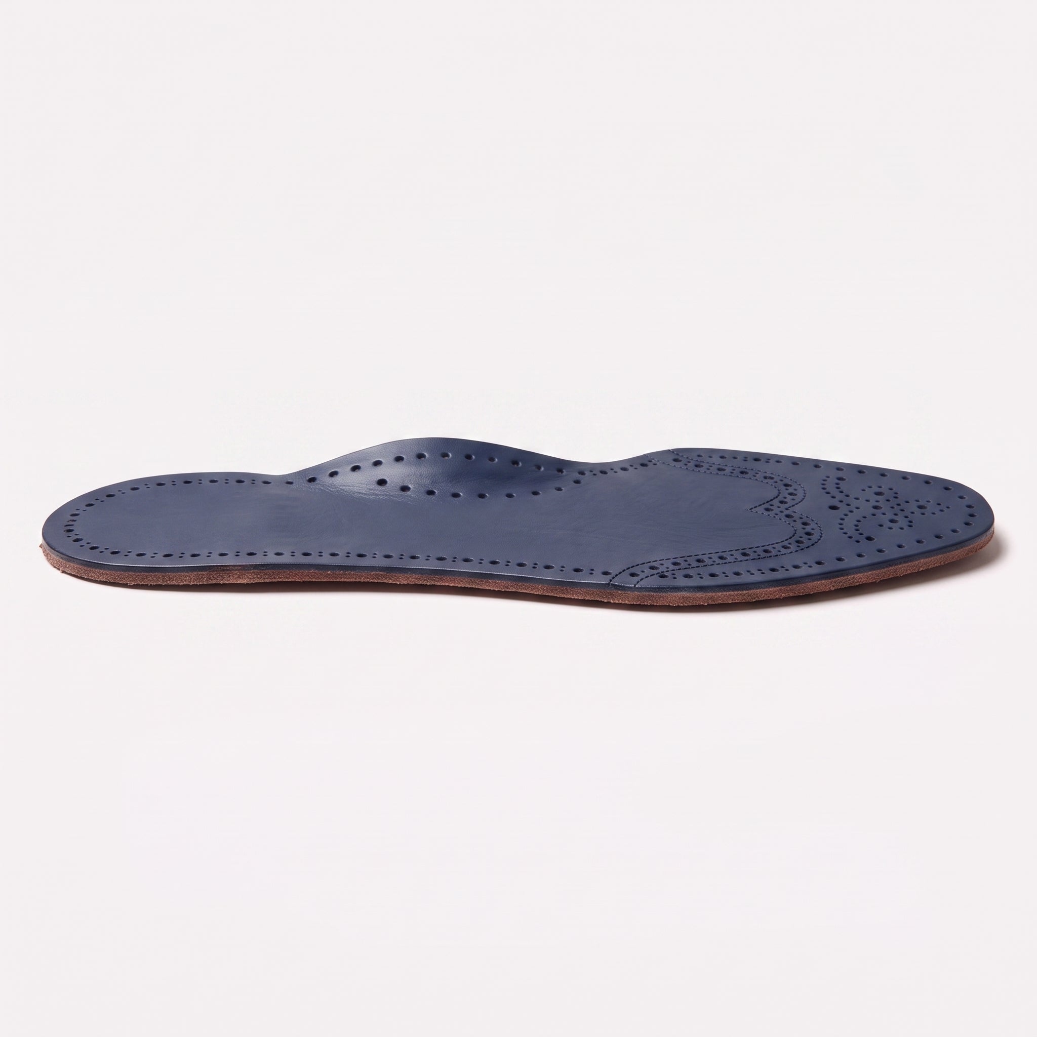 Navy Blue Wingtip Brogue Full-Grain Leather Insoles — Bassett