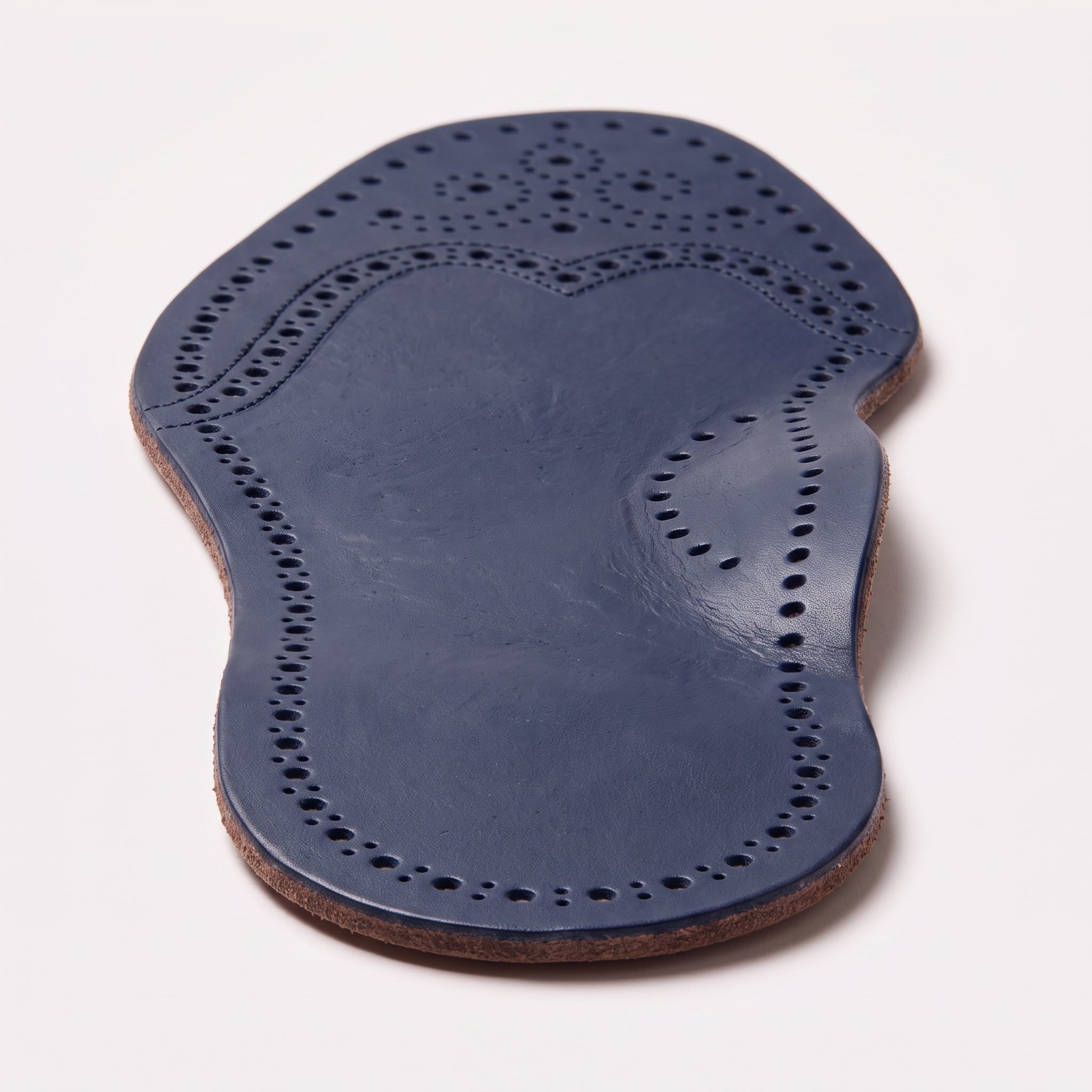 Navy Blue Wingtip Brogue Full-Grain Leather Insoles — Bassett