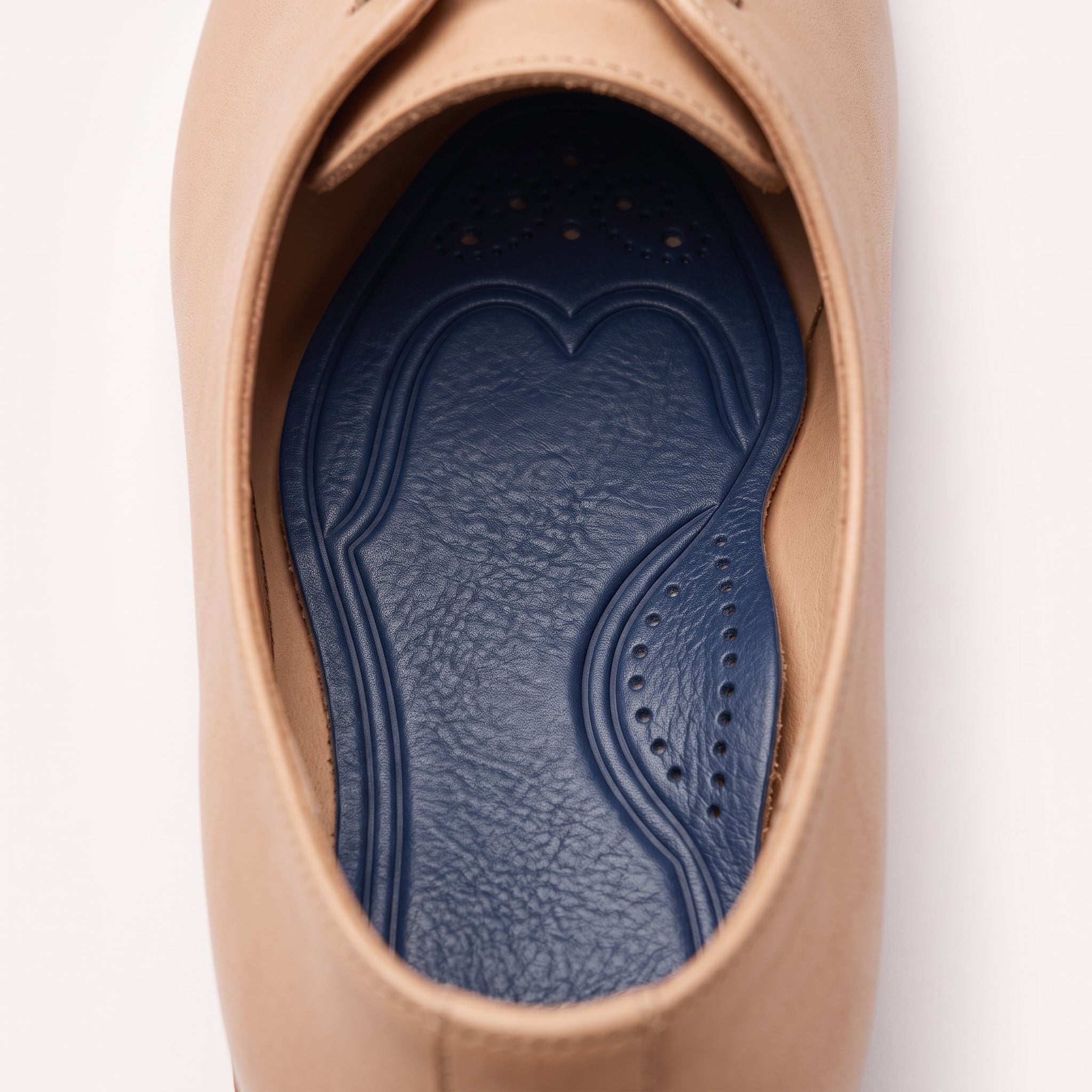 Navy Blue Wingtip Full-Grain Leather Insoles — Adridge