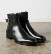 New Handmade Men Black Ankle High Boot, Leather Boot - angle-view-showing-depth