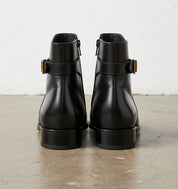New Handmade Men Black Ankle High Boot, Leather Boot - back-view
