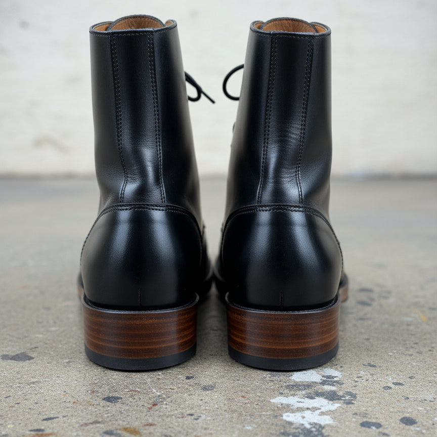 New Handmade Men Black Combat Boots, Men Boot, Mens Lace up Boots - back-view