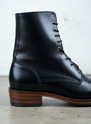 New Handmade Men Black Combat Boots, Men Boot, Mens Lace up Boots - detail-view-showing-texture