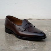 New Handmade Men black leather moccasins, Men black leather penny loafer - detail-view-showing-texture