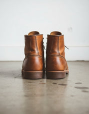 New Handmade Men Round Style Real Brown Tan Leather Ankle Boots - back-view