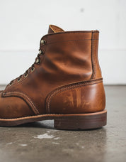 New Handmade Men Round Style Real Brown Tan Leather Ankle Boots - detail-view-showing-texture