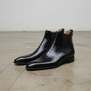 New Handmade Mens black crocodile chelsea boots, Made to order casual boot - 3-4-right-view